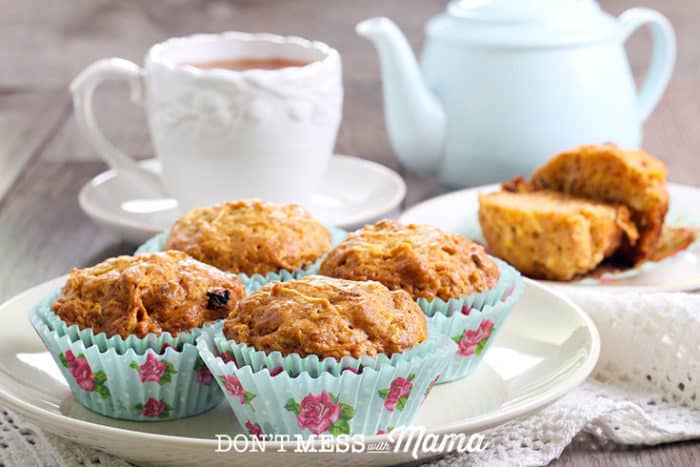Gluten-Free Carrot Apple Sunshine Muffins on a white plate