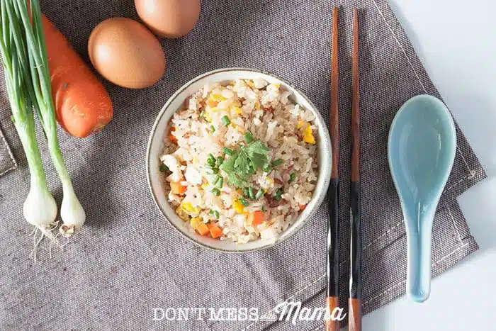 Gluten-Free fried rice in a white bowl