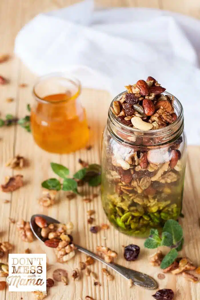 homemade trail mix in a jar