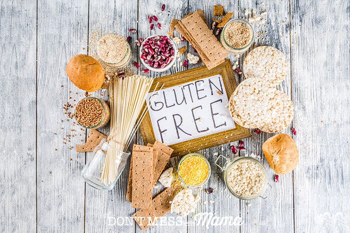 Closeup of gluten-free foods