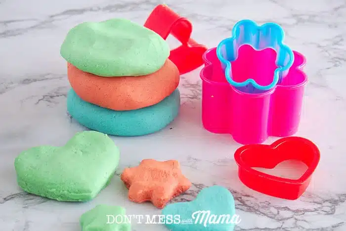 DIY Play Dough with cookie cutter shapes