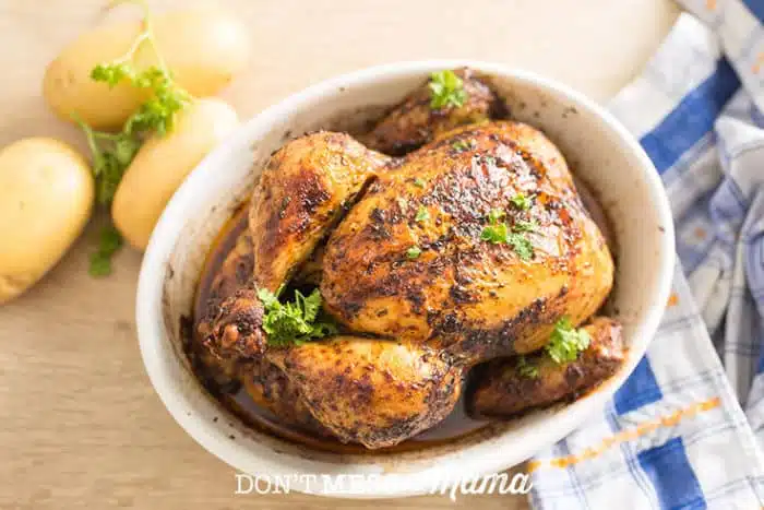 instant Pot Roast Chicken - delicious and ready in less than an hour - DontMesswithMama.com