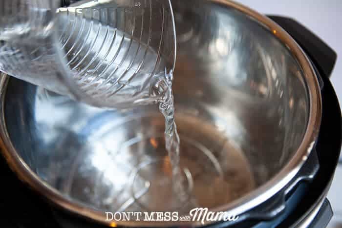 pouring water in instant pot