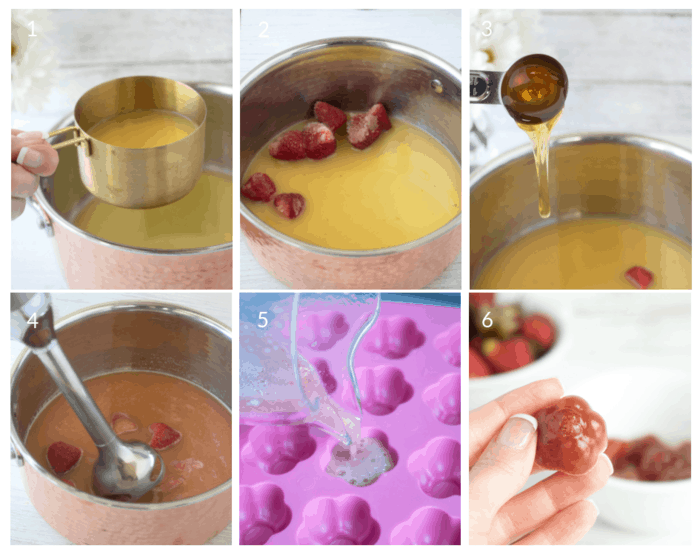 process shots of how to make healthy fruit snacks