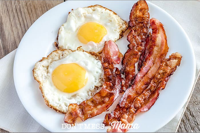 bacon and eggs on a plate