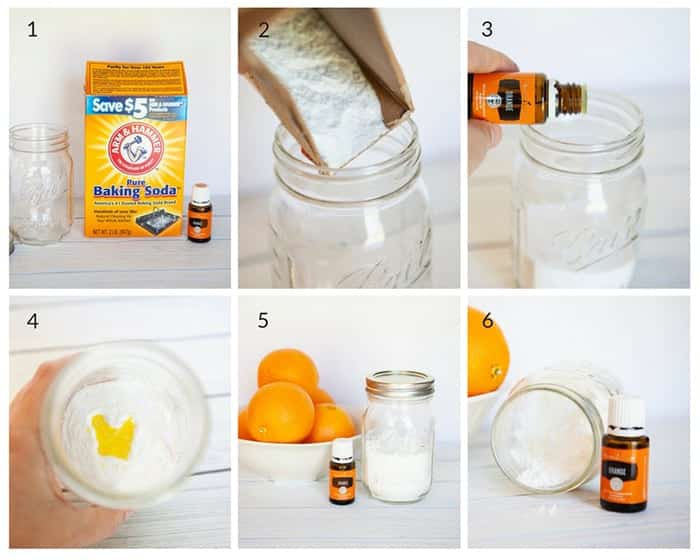 Step by step tutorial on how to make a DIY carpet freshener