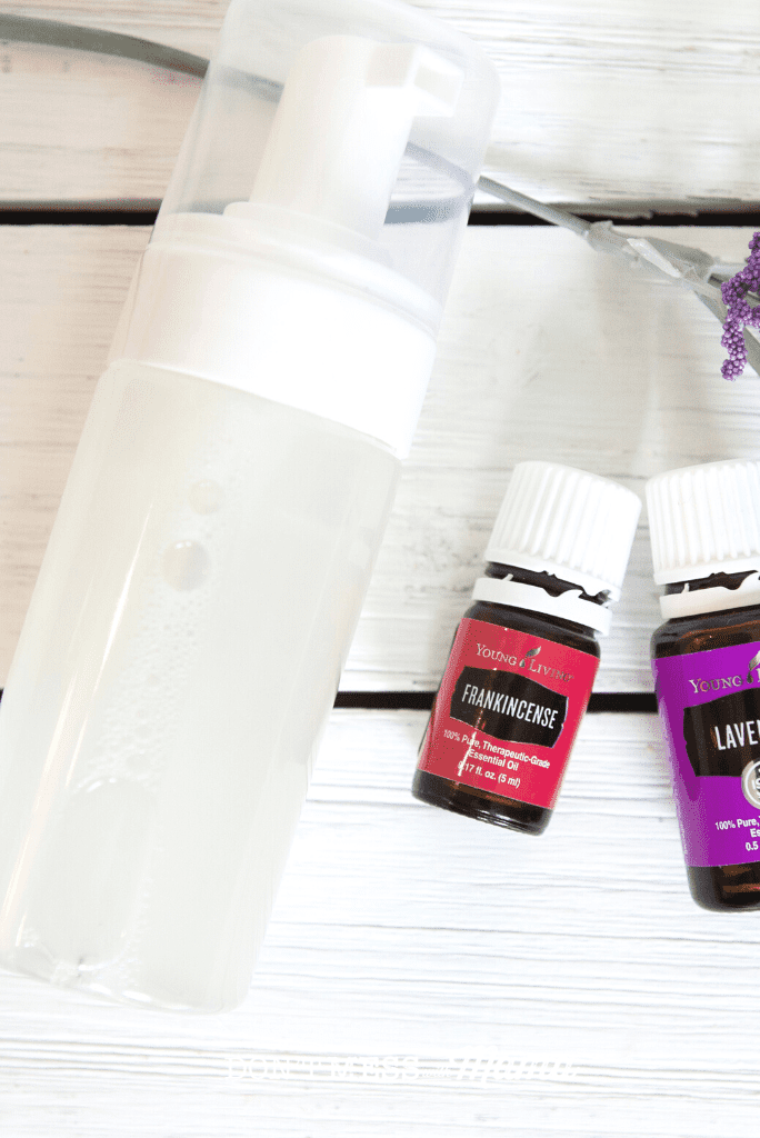 foaming DIY face wash in bottle with essential oils
