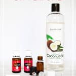 small bottles of diy perfume with a bottle of coconut oil