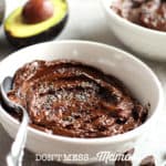Chocolate avocado pudding in a green bowl
