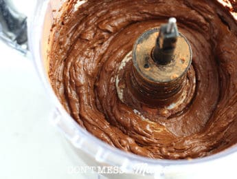 chocolate pudding in a mixer