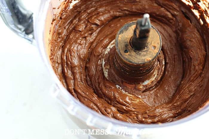 chocolate avocado pudding mixed in a food processor
