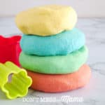 stack of colored homemade playdough
