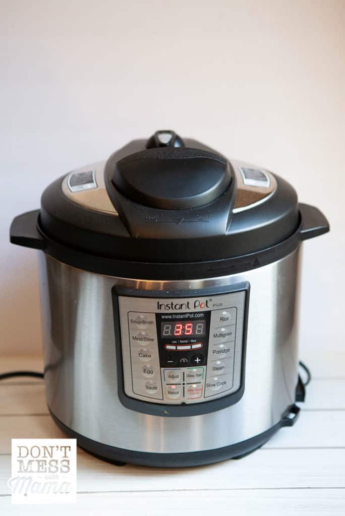 closeup of an Instant Pot electric pressure cooker