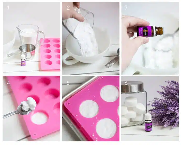 Step by step tutorial on how to make DIY lavender shower melts