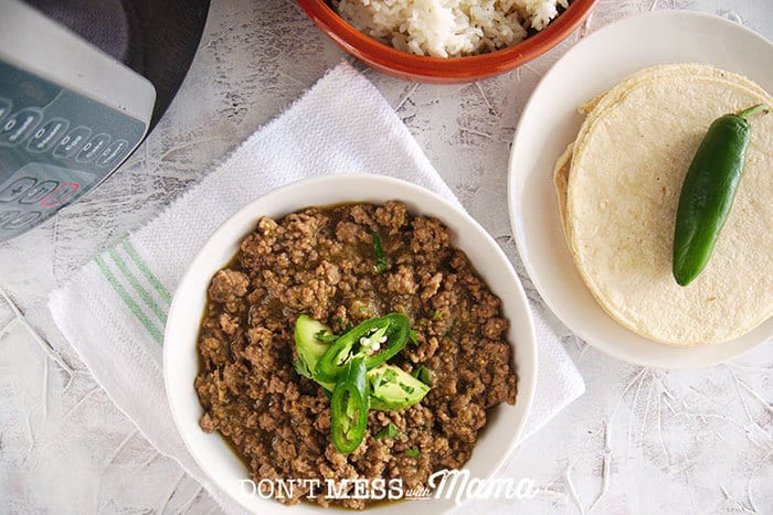 Instant Pot Taco Meat in a white bowl
