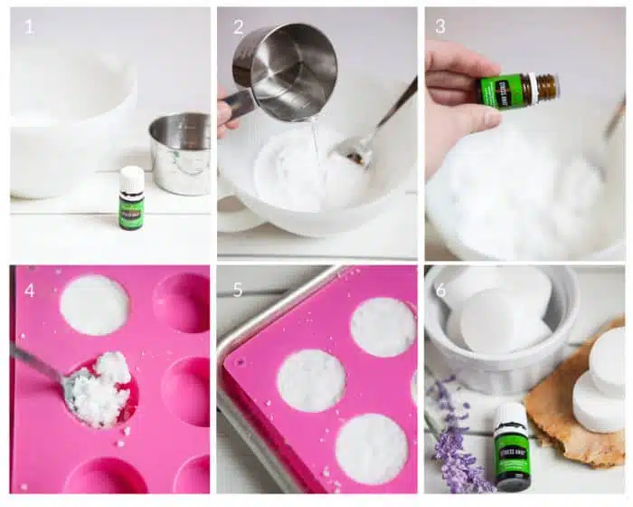 Step by step directions on how to make DIY Aromatherapy Shower Steamers