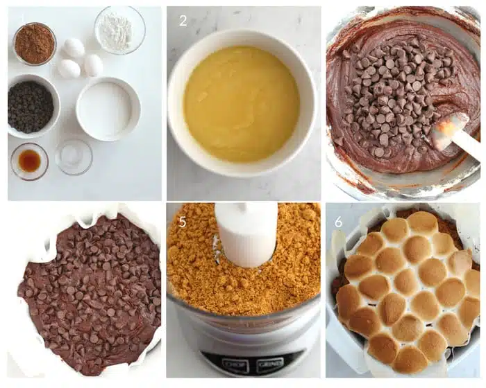Step by step shots for making Gluten-Free S'Mores Brownies 