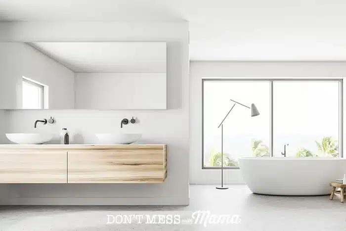 a minimalist white bathroom