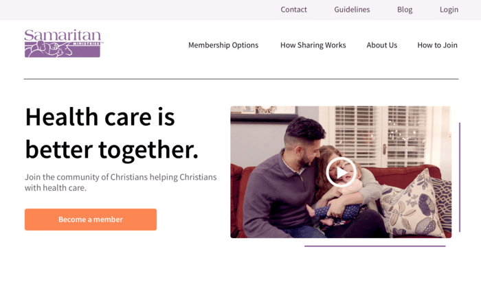 Screenshot of the Samaritan Ministries web home page
