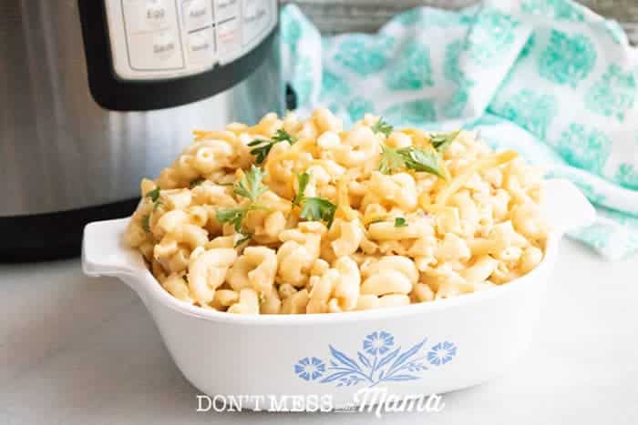 Gluten-Free Instant Pot Mac and Cheese in a white bowl