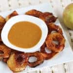 Air Fryer Apple Chips on a plate with dip