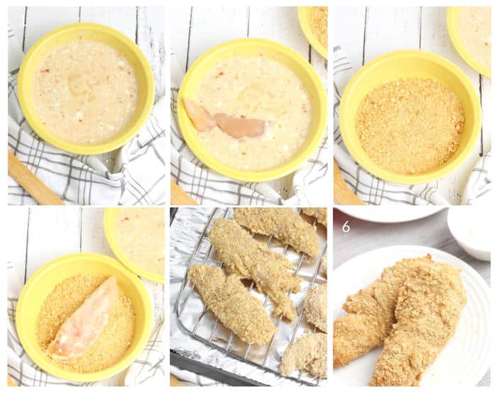 Process shots to show how to make Gluten-Free Chicken Strips