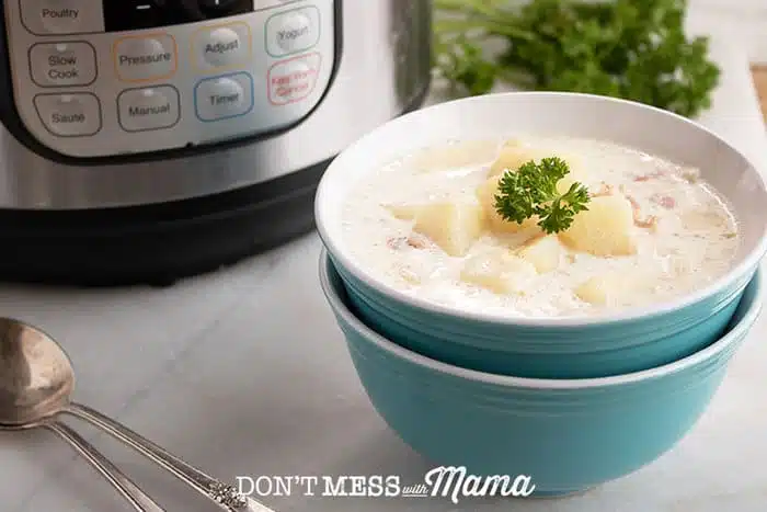Lighter Instant Pot Clam Chowder - Pressure Cooking Today™