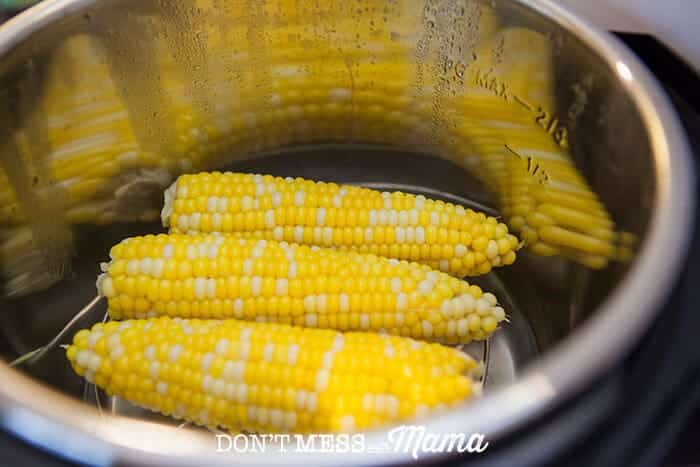 3 ears of  Corn  cooking in an instant pot