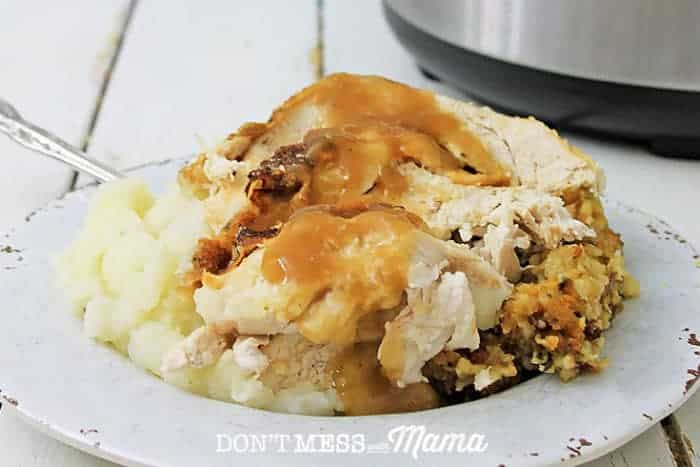 Instant Pot Turkey and Gravy (Gluten-Free) - make a whole turkey in less than an hour with this pressure cooker recipe - Don't Mess with Mama