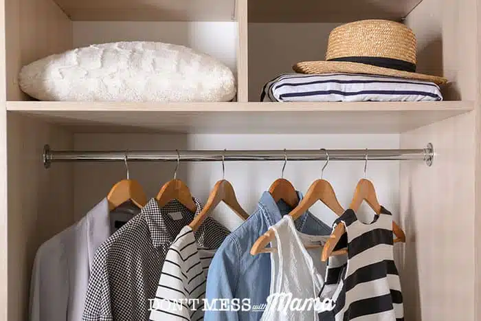 Organized closet with a capsule wardrobe