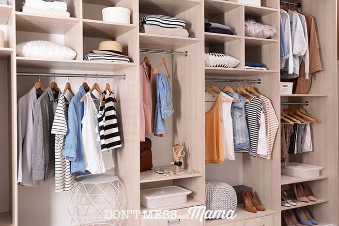 Organized closet with a capsule wardrobe