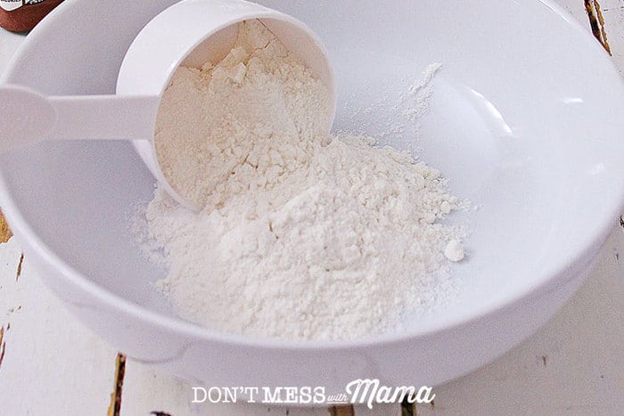 gluten-free flour in a white bowl