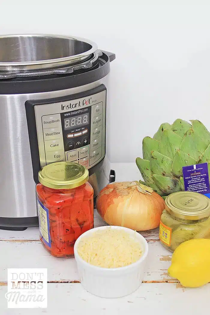 ingredients to make gluten free risotto in an instant pot