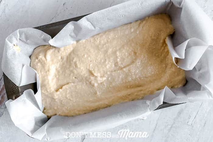 keto bread dough in a loaf pan