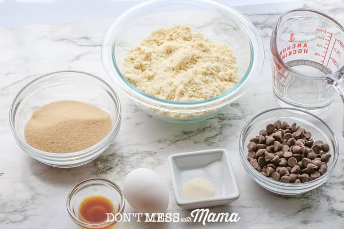 cookie ingredients in bowls