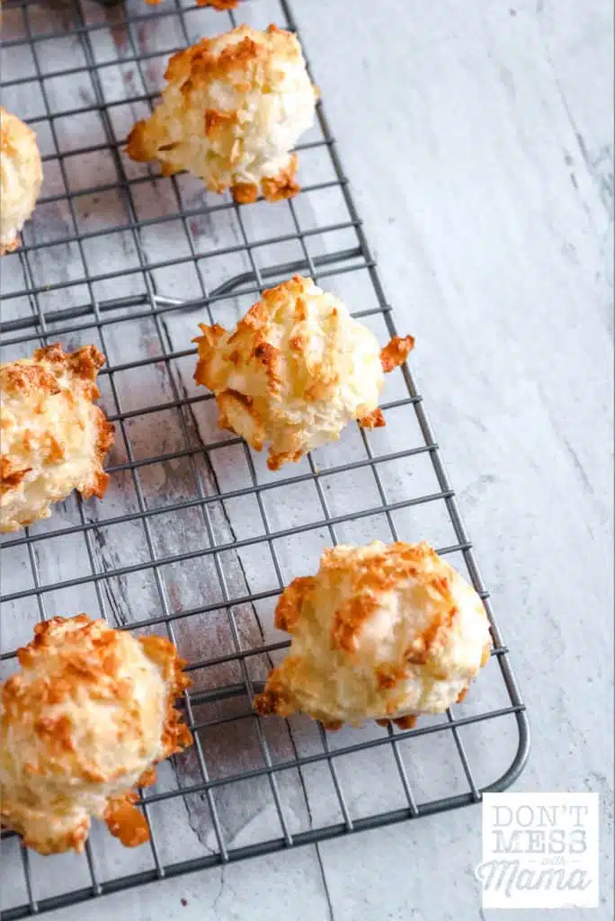 coconut macaroons on cooling rack