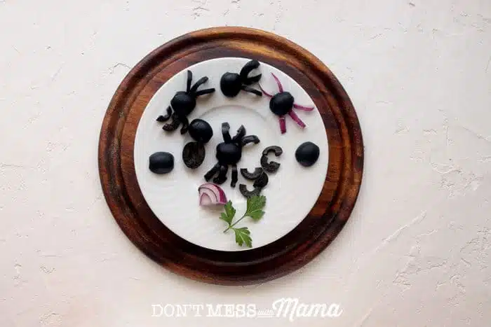 spiders made from black olives