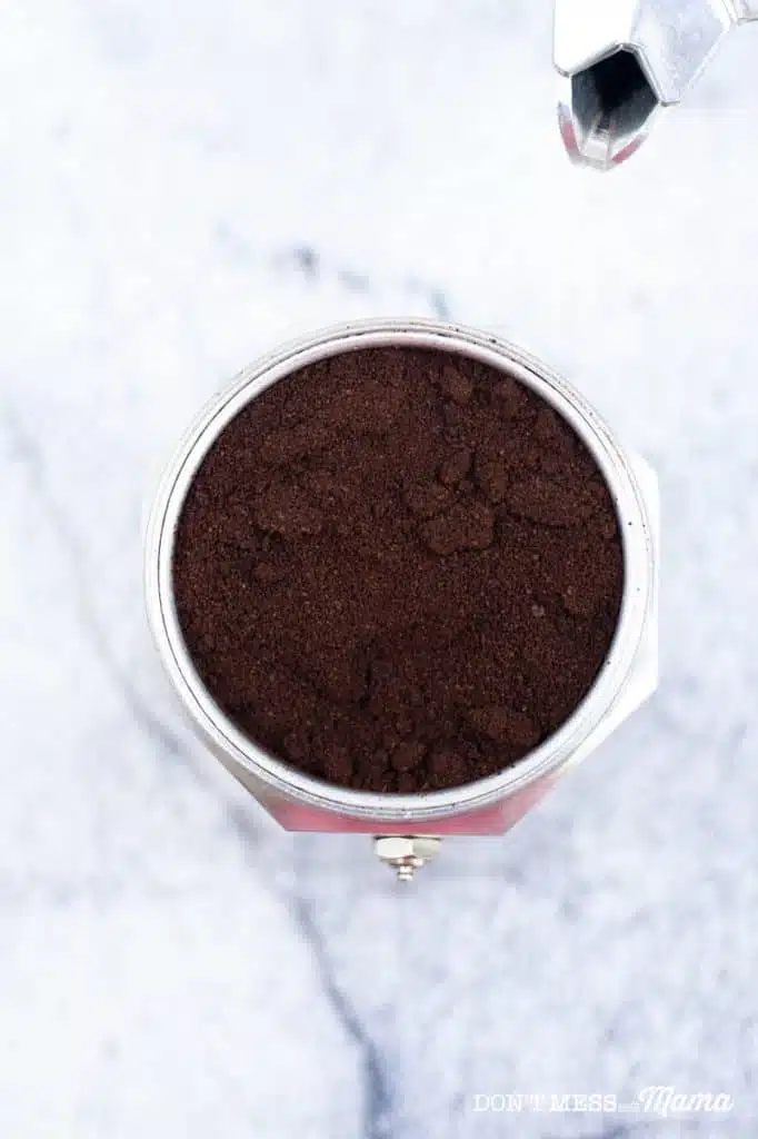 espresso ground in a moka pot