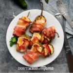 plate with bacon wrapped jalaepno poppers