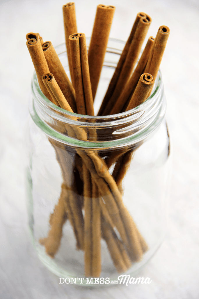 cinnamon sticks in glass jar