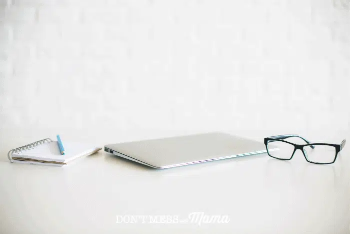 glasses with macbook and notebook