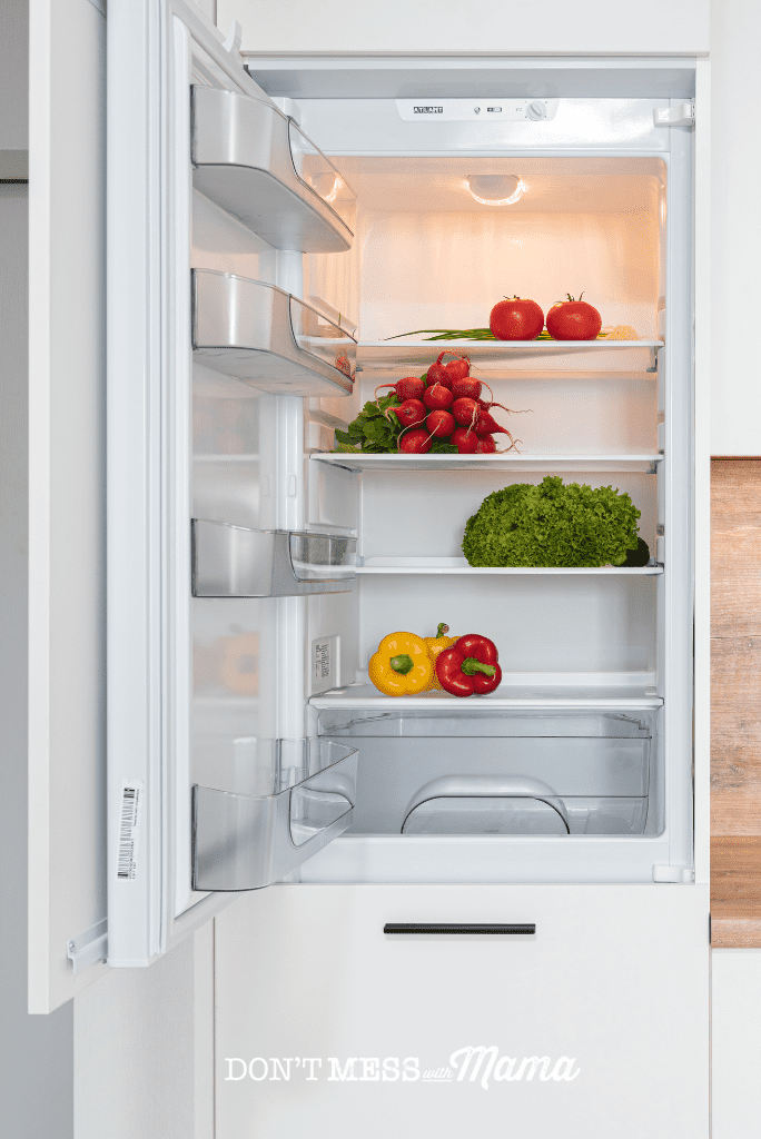 fruit and vegetables inside fridge